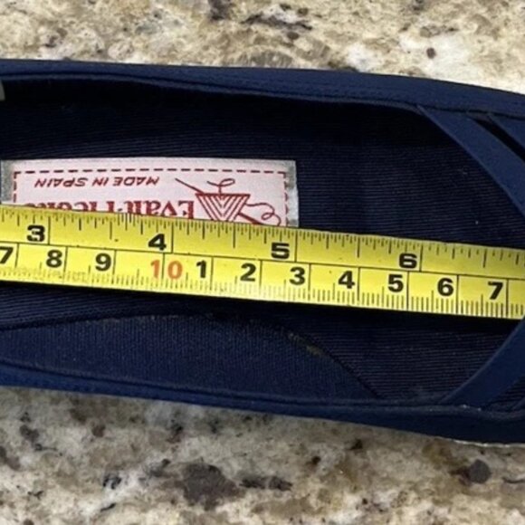 Vintage Evan Picone Women’s Espadrilles 6.5M Navy Canvas Flats Peep Toe Spain - Picture 10 of 10